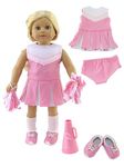 Pink Cheerleader Uniform with Shoes and Accessories 6PCS Outfit for 18-Inch Dolls | Premium Quality & Trendy Design | Dolls Clothes | Outfit Fashions for Dolls for Popular Brands