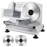 OSTBA Meat Slicer Machine, Two 6.7” Removable Stainless Steel Blades and Food Carriage, 150W Electric Deli Food Slicer for Home Use, Easy to Clean, 0-15mm Adjustable Thickness for Meat, Cheese, Bread