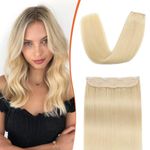 XDhair Invisible Fish Line Hair Extensions 20 Inch 80 Grams Wire Hair Extensions Bleach Blonde Color 613 Straight Real Human Hair Extensions For Women(#613-20inch)