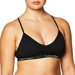 Calvin Klein Women's Motive Cotton Lightly Lined Bralette, Black, Medium