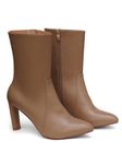 SHERRIF Women's Beige Color Block Heels Boots (SF-4496-BEIGE-41)