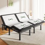 DOMIA Split King Adjustable Bed Frame with Massage, Electric Bed Base with Head & Foot Incline, USB Ports, LED Nightlight, Sync Control, Side Pocket, Wireless Remote, 3 Height Options, Easy Assembly
