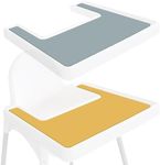 LuQiBabe (2-Pack, Yellow & Blue) High Chair Placemat Compatible with IKEA Antilop Baby High Chair Food-Grade Silicone Placemat for IKEA Antilop Accessories High Chair Placemat for Babies, Toddlers