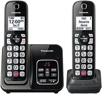 Panasonic Cordless Phone with Answering Machine, Advanced Call Block, Bilingual Caller ID and Easy to Read High-Contrast Display, Expandable System with 2 Handsets - KX-TGD832M (Metallic Black)