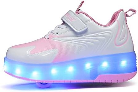 Yogeeft Roller Shoes with Wheel for Girls Boys - Kids LED Flashing Shoes Retractable Sneakers Rechargeable Roller Shoes for Beginners Size 6 Big Kid
