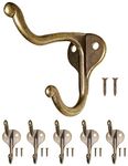 Fuxxer antique hook for coats, towels, clothes, hats, cast iron vintage cottage retro design, bronze colour, set of 5