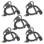 HYSHIKRA 2 Pin Radio Earpiece with PTT D Shape Headset Compatible with Motorola CP88 CP040 CP100 CP110 DP1400 Walkie Talkie (5 Pack)