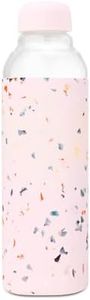 W&P Porter Glass Water Bottle w/Protective Silicone Sleeve | Terrazzo Blush 20 Ounces | On-the-Go | Reusable Bottle for Coffee, Tea and Water | Portable | Hand-Wash Only
