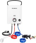 CAMPLUX Propane Portable Water Heater 1.32 GPM 34,000 BTU, First F5 Pro, with 1.2 GPM Pump Kit for RVs, Campings & Cabins, Ultra Portable Design, Easy Setup