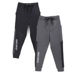 chopper club Boys Joggers in Polyester in Slim Fit Colorblocked Black Grey 34