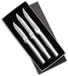 Rada Cutlery - S01 Rada Cutlery Paring Knife Set 3 Knives with Stainless Steel Blades and Brushed Aluminum Made in The USA, 7 1/8", 6 3/4", 6 1/8", Silver Handle