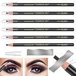 Waterproof Eyebrows Pencil Tattoo Makeup And Microblading Supplies Kit-Permanent Eye Brow Liners In 5 Colors Waterproof Eyebrow Pencils Peel - Brow Pencil Set For Marking (Black)