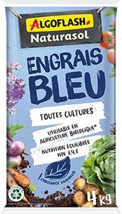 ALGOFLASH NATURASOL Engrais Bleu, Utilisable en Agriculture Biologique, Toutes Cultures, 4 kg, ABIOBLEU4