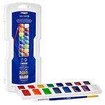 Prang Half Pan Watercolor Set with Brush, 16 Assorted Colors (01600)