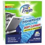 True fresh dishwasher cleaner tablets 18-Pack of 20g deep cleaning dishwasher tablets, Heavy duty degreaser dish washer clean pods formulated to clean smelly Dish Washer Machines