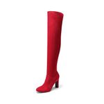 DREAM PAIRS Over The Knee Boots for Women Knee High Boots Thigh High Boots for Women, Red-suede, 7.5