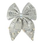 Radhu & Kabby Hair Bow Clips for Women/Girls | Bow Tie Clips | Ribbon Style Hair Pins | Stylish and Comfortable Hair Accessories | Suitable Every Hair Type | 1 Pcs | Silver Colour