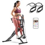 Sunny Health & Fitness Row-N-Ride PRO, Full Body Combo Squat Machine with Resistance Band, Easy Setup Ab Workout Exercise Equipment for Home, Whole Body Cardio - SF-A020052SMART