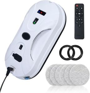 Window Cleaning Robot Automatic Window Cleaning Robot Window Robot with Water Jet, Window Cleaner Robot Electric Window Vacuum Cleaner 5600pa Strong Suction Power for Large Outdoor Windows