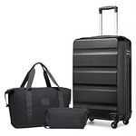 Kono Luggage Set 5 pcs Cabin/Medium/Large ABS Hard Shell Suitcase with TSA Lock and Expandable Travel Bag & Toiletry Bag (Black)