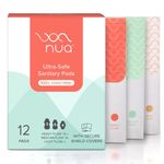 Nua Ultra-Safe 12 Sanitary Pads For Women | 3 sizes in 1: 3 Heavy Flow-XL+, 5 Medium-XL & 4 Light-L | Safe on Skin | Toxic-Free & Rash-Free | Unscented | Leakproof | With 12 Secure Shield Covers