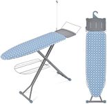 APEXCHASER Ironing Board, Extra Wide Iron Board with Bottom Storage Tray, Space Saver Ironing Boards with Iron Rest, Cord Holder, 7 Adjustable Height, Extra Thick Cover, 13x43 Blue