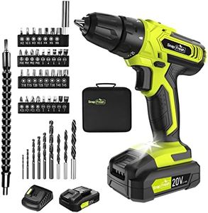 Cordless Drill - SnapFresh 20V Cordless Drill with Battery and Charger, Power Drill Set with 2 Variable Speed, 21+1 Torque Setting, Lightweight, LED, 43pcs Drill Bits, Impact Drill Set for Home, DIY