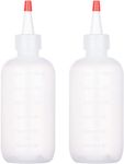 2 Pieces Applicator Bottle with Tip, 4oz/120ml Squeeze Bottle with Nozzle, Transparent Hair Oil Applicator Bottle, Plastic Squeeze Liquid Containers for Paint Art, Craft, Salon Hair Care (180ml)