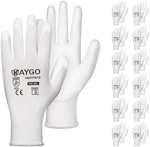 Safety Work Gloves PU Coated-12 Pairs,KAYGO KG11PB, Seamless Knit Glove with Polyurethane Coated Smooth Grip on Palm & Fingers, for Men and Women, Ideal for General Duty Work (X-Large, White)