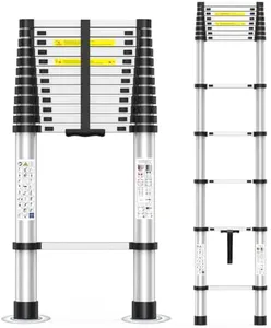 16.5FT Heavy-Duty Telescoping Ladder, 330lb Capacity Aluminum Extension Ladder with Anti-Slip Steps for Secure Attic Access, Roof, and Home Renovation Projects