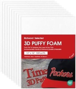 Richword Selected 10PCS White 3D Embroidery Puffy Foam 12"x16" 3MM - for Caps, Jackets, Garments and More