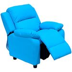 HOMCOM Kids Children Recliner Lounger Armchair Games Chair Sofa Seat PU Leather Look w/Storage Space on Arms (Blue)