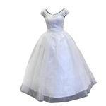 GOWNLINK White Christian Wedding Catholic Wedding Ball Maxi Gown Wedding Dress In White Frock Women With Extra Sleeves Glyc-X01 (X-Small)