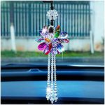 Car Rear View Mirror Pendant, Bling Crystal Hanging Ornament, Fashion Car Accessories, Auto Rear View Mirror Hanging Decoration, Lucky Crystal Flower Interior Home Decoration (Multicolour)