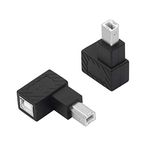 YACSEJAO USB 2.0 Type-B Printer adapter, 2 Pack 90 Degrees USB 2.0 B Male to Type-B Female Printer Adapter， for Printer, Scanner, Mobile HDD and More (（Right Angle）)