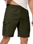 JMIERR Mens Stretch Cargo Shorts Cotton Classic Drawstring Relaxed Fit Extreme Motion Hiking Shorts,US 40(2XL),Green