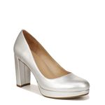 Naturalizer Women Berlin Chunky High Heel Platform Pump, Silver Metallic, 8 Wide