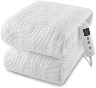 Electric Blanket Double, Fully Fitted Heated Mattress Pad 137x193cm- Electric Bed Cover with 45cm Skirt,Overheat Protection & 10 Heat Settings Machine Washable-White
