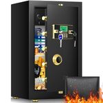 5.0 Cu ft Extra Large Home Safe Fireproof Waterproof, Heavy Duty Fire proof Safe Boxes for Home Use, Removable Inner Cabinet and Shelf, Anti-Theft Digital Safe Box for Home Office Hotel