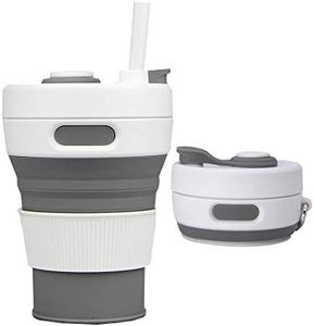 Collapsible Camping Cup with Straw Silicone Folding Coffee Cup Sport Bottle Portable Travel Outdoor Car 450ml