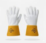 Premium TIG Welding Gloves with FREE Assorted Welding Cap Top Grain Goatskin Leather Gloves Unlined 4" Cuff High Dexterity