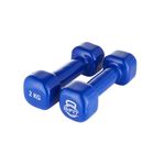 B Fit Vinyl Dumbbells Hand Weights Set of 2 - Home Gym Equipment, Non-Slip Dumbbell Pairs for Workouts, Strength Training, Weight Loss, Workout Bench, Square shape, 2 Kg