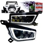 SLK-Lights RZR LED Headlight compatible with Polaris General, Polaris RZR 900s, Polaris razor 1000 XP Turbo (Fits: 2015-2019) (Black Halo)