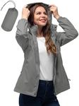 33,000ft Women's Lightweight Rain Jackets Hooded Breathable Packable Running Raincoats Active Trench Windbreaker with Hideaway Hood for Cycling Hiking, Light Grey, 8