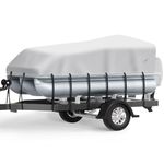 Boatpro Pontoon Boat Cover, Waterproof 900D Pontoon Cover with Motor Cover, 25-28 FT Canvas Boat Cover for Pontoon, Gray