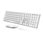 seenda Rechargeable Wireless Bluetooth Keyboard and Mouse Set(USB + Dual BT), Multi - Device Ultra Slim Wireless Mouse and Keyboard, Compatible for Win 7/8/10, Mac OS, iPad, Tablet, QWERTY UK Layout