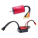 KingVal Replacement 2435 6100KV Waterproof Brushless Motor Shaft 2.3mm with 35A Brushless ESC Compatible with 1/16 1/18 RC Car