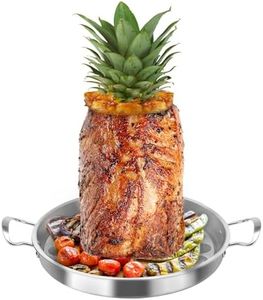 IDAKOS Stainless Steel Multi-Function Pastor Skewer Turkey Roasting Pan Suitable for Fried Corn Tortillas (Al Pastor), Shawarma Skewers,Chicken Leg Rack for Grill (Extra Large)