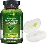 Irwin Naturals Aloe & Triphala Active Cleanse + Probiotics Natural Digestive Support (60 ct.) - Gentle, Effective Detox + Elimination - Nourish + Balance - Bundle Pill Case