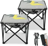 XplrKamp Padded Camping Stool, 18 Inch Oversized Camping Foot Rest, 500lb Camping Chair Foot Stool Portable Folding Stool Foldable Footrest for Gardening Fishing w/Storage Net, Carry Bag (2, Grey)